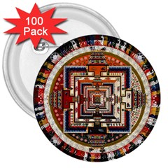 Colorful Mandala 3  Buttons (100 Pack) 