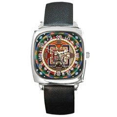 Colorful Mandala Square Metal Watch