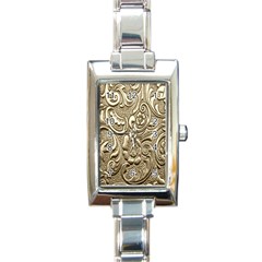 Golden European Pattern Rectangle Italian Charm Watch by BangZart