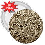 Golden European Pattern 3  Buttons (10 pack)  Front