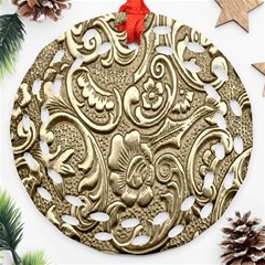 Golden European Pattern Round Filigree Ornament (two Sides) by BangZart