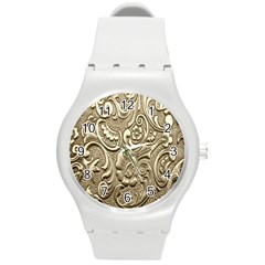 Golden European Pattern Round Plastic Sport Watch (m) by BangZart