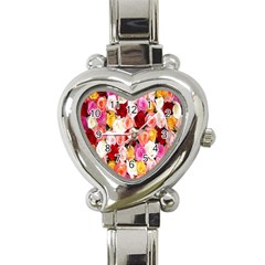 Rose Color Beautiful Flowers Heart Italian Charm Watch by BangZart