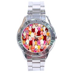 Rose Color Beautiful Flowers Stainless Steel Analogue Watch by BangZart