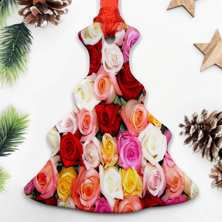 Rose Color Beautiful Flowers Christmas Tree Ornament (Two Sides)