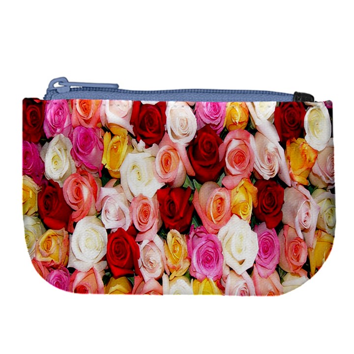 Rose Color Beautiful Flowers Large Coin Purse