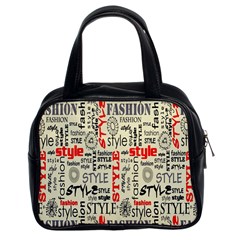 Backdrop Style With Texture And Typography Fashion Style Classic Handbags (2 Sides) by BangZart