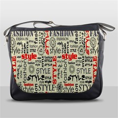 Backdrop Style With Texture And Typography Fashion Style Messenger Bags by BangZart