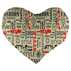 Backdrop Style With Texture And Typography Fashion Style Large 19  Premium Flano Heart Shape Cushions by BangZart