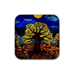 Tree Of Life Rubber Coaster (square)  by BangZart