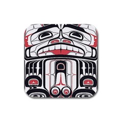 Ethnic Traditional Art Rubber Square Coaster (4 Pack) 