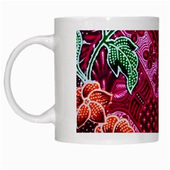 Pink Batik Cloth Fabric White Mugs by BangZart