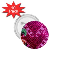 Pink Batik Cloth Fabric 1 75  Buttons (10 Pack)