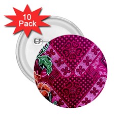 Pink Batik Cloth Fabric 2 25  Buttons (10 Pack) 