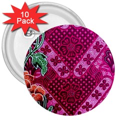 Pink Batik Cloth Fabric 3  Buttons (10 Pack)  by BangZart