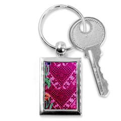 Pink Batik Cloth Fabric Key Chains (rectangle)  by BangZart