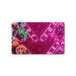 Pink Batik Cloth Fabric Magnet (Name Card) Front