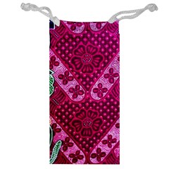 Pink Batik Cloth Fabric Jewelry Bag by BangZart