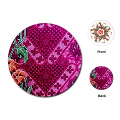 Pink Batik Cloth Fabric Playing Cards (round)  by BangZart