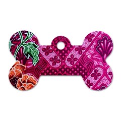 Pink Batik Cloth Fabric Dog Tag Bone (two Sides) by BangZart