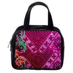 Pink Batik Cloth Fabric Classic Handbags (one Side)