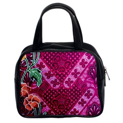 Pink Batik Cloth Fabric Classic Handbags (2 Sides)