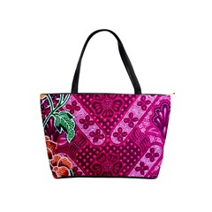 Pink Batik Cloth Fabric Shoulder Handbags by BangZart