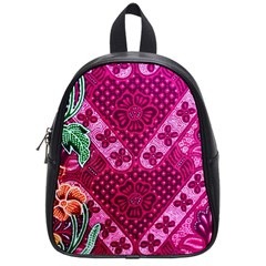 Pink Batik Cloth Fabric School Bags (small) 