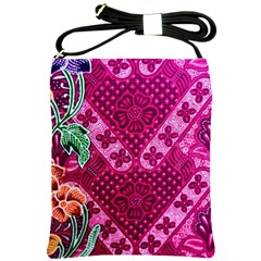 Pink Batik Cloth Fabric Shoulder Sling Bags by BangZart