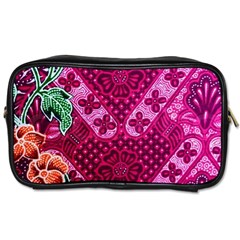 Pink Batik Cloth Fabric Toiletries Bags 2-side by BangZart