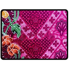 Pink Batik Cloth Fabric Fleece Blanket (large)  by BangZart