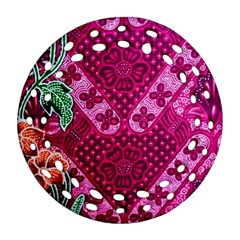 Pink Batik Cloth Fabric Ornament (round Filigree) by BangZart