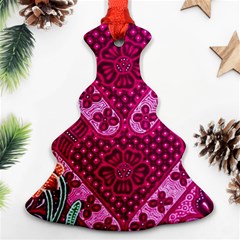 Pink Batik Cloth Fabric Christmas Tree Ornament (two Sides) by BangZart