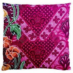 Pink Batik Cloth Fabric Large Cushion Case (one Side) by BangZart