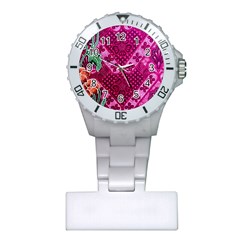 Pink Batik Cloth Fabric Plastic Nurses Watch by BangZart