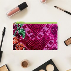 Pink Batik Cloth Fabric Cosmetic Bag (xs) by BangZart