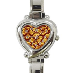 Snake Skin Pattern Vector Heart Italian Charm Watch by BangZart