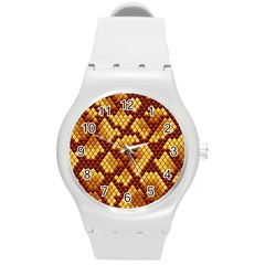 Snake Skin Pattern Vector Round Plastic Sport Watch (m)