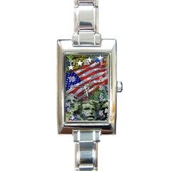 Usa United States Of America Images Independence Day Rectangle Italian Charm Watch by BangZart