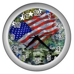 Usa United States Of America Images Independence Day Wall Clocks (silver) 