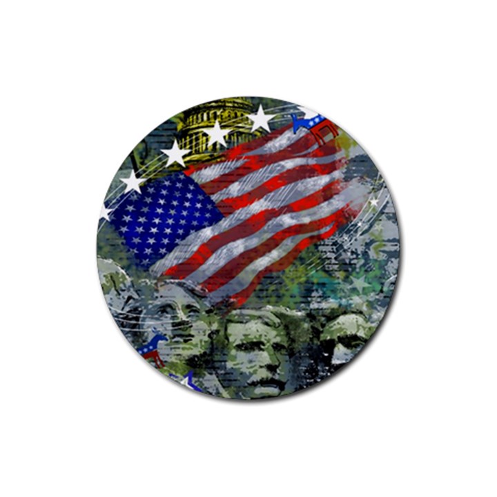 Usa United States Of America Images Independence Day Rubber Coaster (Round) 