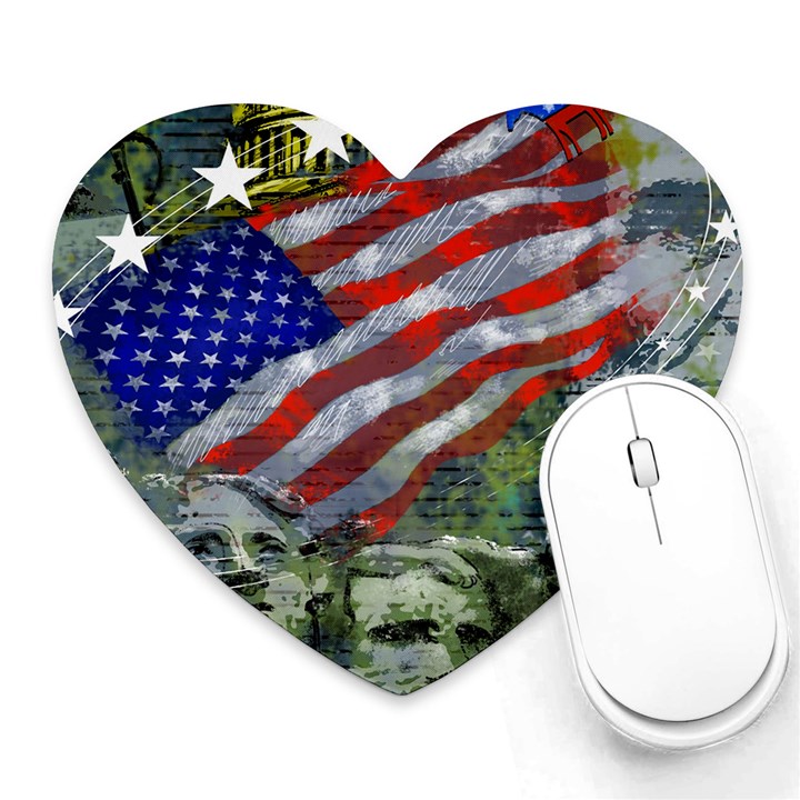 Usa United States Of America Images Independence Day Heart Mousepads