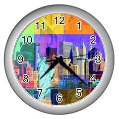 New York City The Statue Of Liberty Wall Clocks (silver)  by BangZart