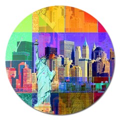 New York City The Statue Of Liberty Magnet 5  (round) by BangZart