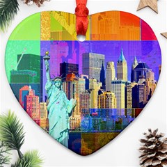 New York City The Statue Of Liberty Heart Ornament (two Sides) by BangZart