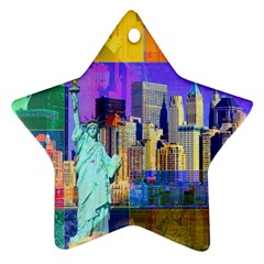 New York City The Statue Of Liberty Star Ornament (two Sides) by BangZart