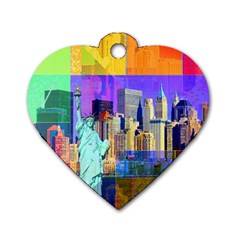 New York City The Statue Of Liberty Dog Tag Heart (two Sides)