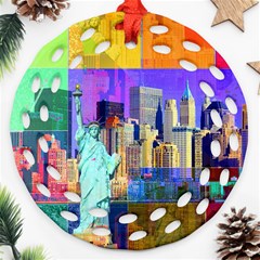 New York City The Statue Of Liberty Ornament (round Filigree) by BangZart