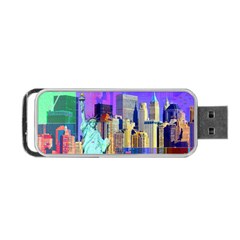 New York City The Statue Of Liberty Portable Usb Flash (one Side) by BangZart