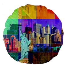 New York City The Statue Of Liberty Large 18  Premium Flano Round Cushions by BangZart